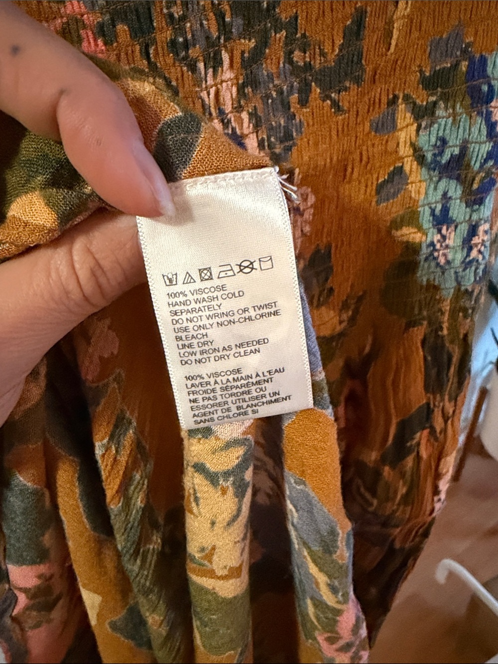 Kimchi Blue Mustard Floral Maxi Dress with Blue and Pink Accents - Picture 5 of 6